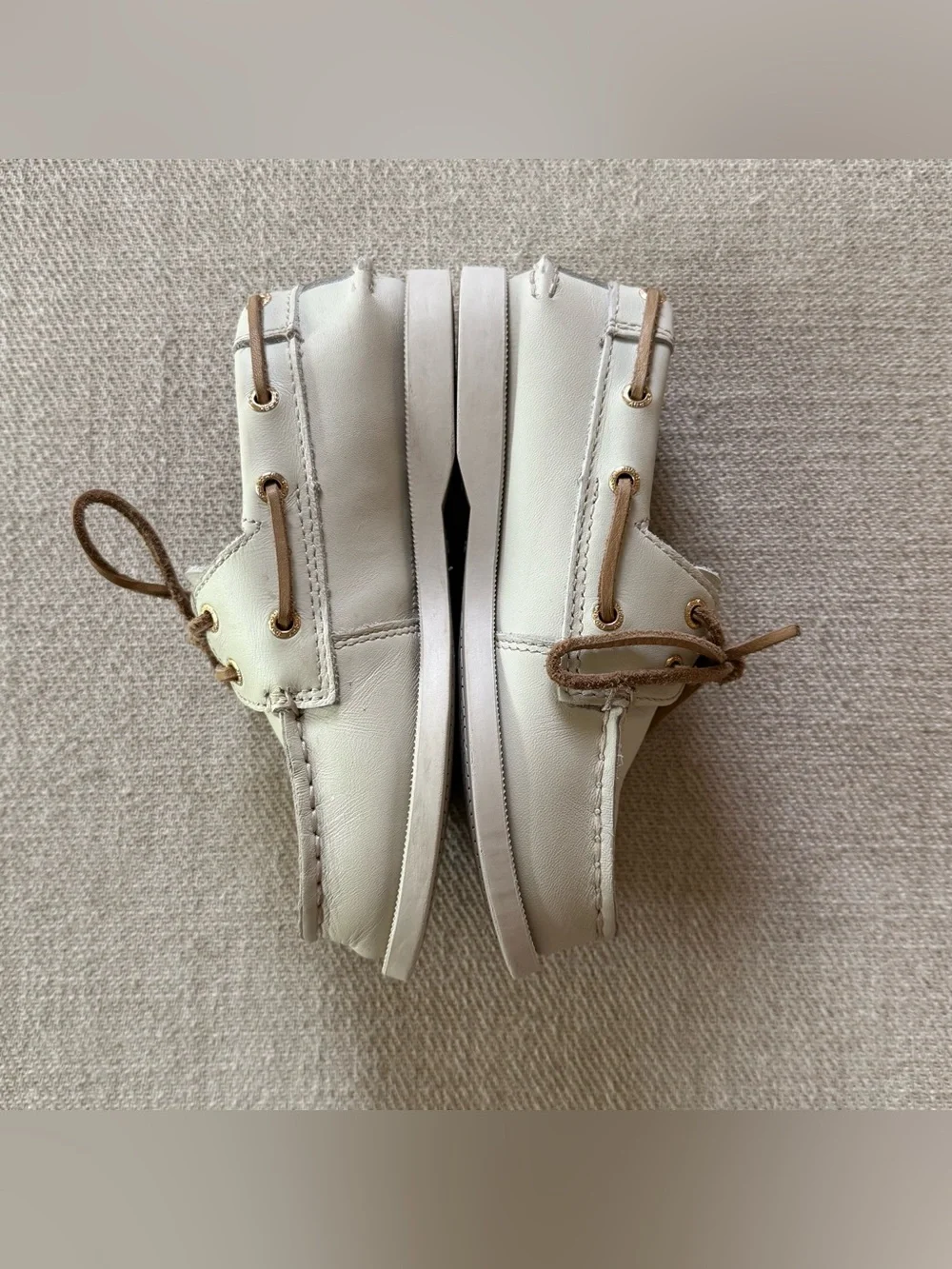 Sperry x Nordstrom Collection Boys Classic Boat Shoes Stone Leather Size 12
